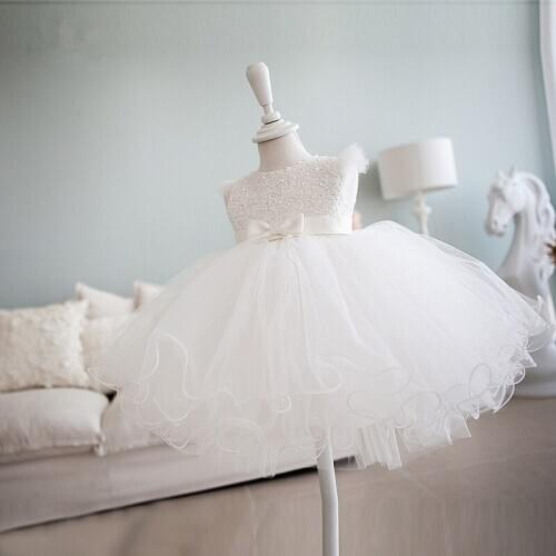 Infant Vestidos Baby Girl Clothes Baby Baptism Dress Lace Sequin Girl Sleeveless Dress for Birthday Party Toddler Costume