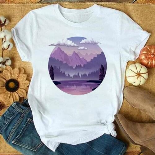 Plus Size New Geometric Figure Printed T Shirt Women 90s Short Sleeve Summer TShirt Harajuku Fashion Landscape T shirt Oversized