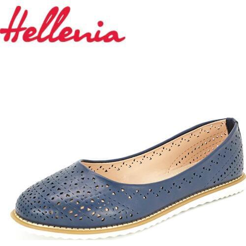 Hellenia women shoes spring summer ladies loafer slip on comfortable soft pu with holes breathable rubber sole casual shoes pigs