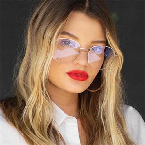 Gold Round Glasses Radiation Blue Light Mens Computer Glasses Mobile Phone Glasses Women Anti Blue Ray Clear Glasses Frame