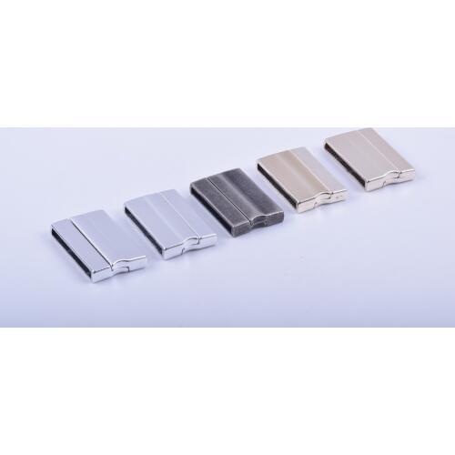 KONMAY 10 Sets Rectangle 30.0x3.0mm Glue-in End Flat Magnetic Jewelry Clasp for Leather Bracelet Making Jewelry Findings-CLP1331