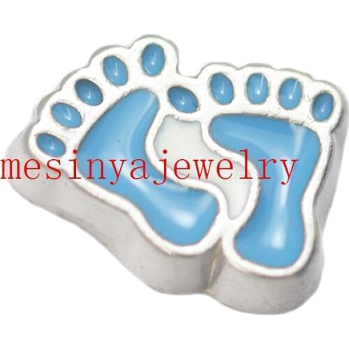 10pcs Blue Baby Feet Infant Custom Floating Charms For Glass Locket