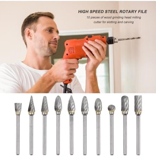 10pcs Drill Bits Rotary Files Burr Rasp Drill Bits Electric Engraving Grinding Heads Clean Drill Bits Apparatus Woodworking