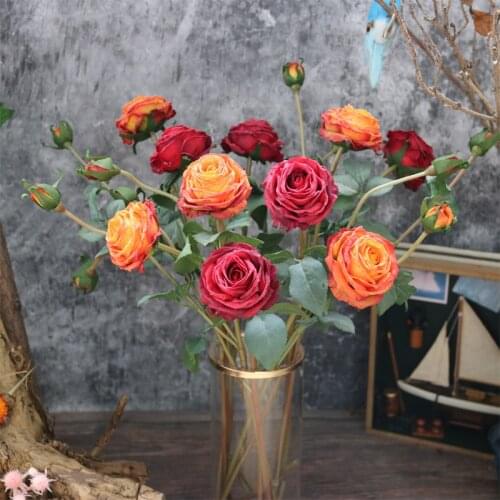 2 artificial roses flower home wedding garden decoration long branch bouquet DIY bridal silk simulation flower accessories
