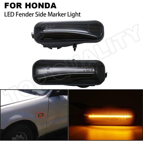 2PCS Smoked Lens LED Side Fender Marker Light Canbus For Honda Civic Integra MDX Orthia Partner Prelude Accord Tomeo Error Free