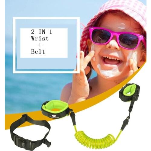 2 IN 1 Wrist + Belt Toddler Baby Kids Safety Harness Child Leash Anti Lost Wrist Link Traction Rope belt Password lock