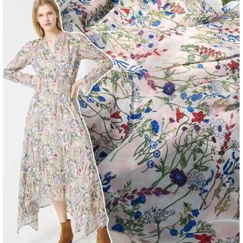 2020 new grass flower digital print chiffon skirt womens clothing European and American brand high-definition fabric