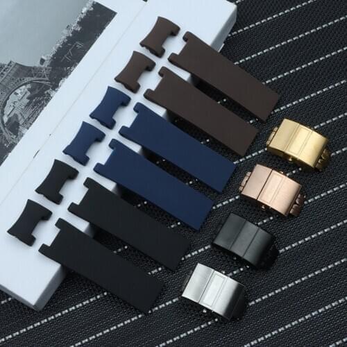 22x20mm Black Brown Blue Waterproof Silicone Rubber Replacement Wrist Watch Band Belt For Ulysse Nardin Watch strap tools free