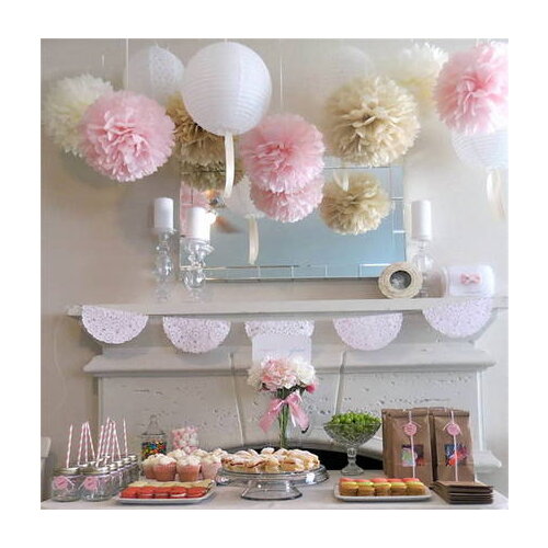 25cm Tissue Paper Pompom Pom Poms Flower Ball Wedding Party Decoration