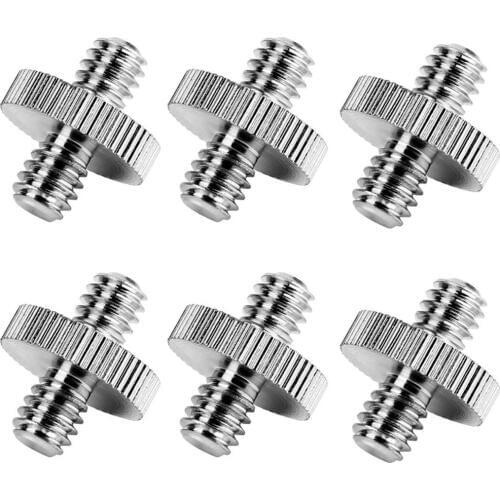 6 Pack International Standard 1/4"-20 Male to 1/4"-20 Male Threaded Tripod Screw Adapter Standard Tripod Mounting Thread Camera