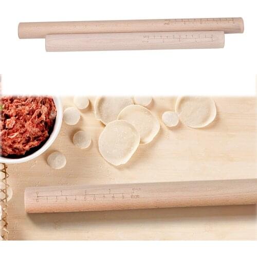Non-stick Cookies Biscuit Baking Tool Bakeware Noodle Pizza Cake Dough Pastry Roller 38cm/30cm Wooden Rolling Pin With Scale