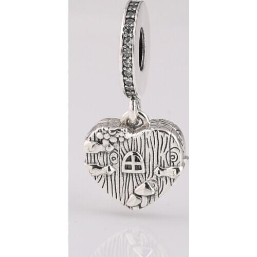 Authentic S925 Silver Bead fit Lady Bracelet Sweet Heart Home Pendant Dangle Charms DIY Jewelry