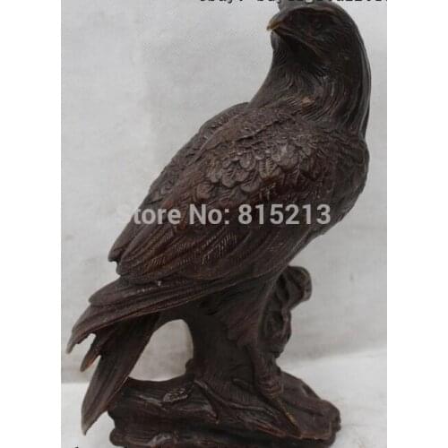 Bi0011766 9" Ferocious Chinese Bronze Lifelike Arabia Hawk Eagle Bird Figures Statue