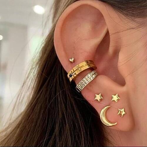 Boho Golden Sun Star Moon Earring Set Womens Retro Fashion Sweet Geometric Metal Earrings Glamour Girl Birthday Gift Jewelry