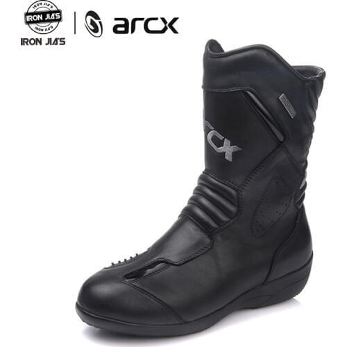 ARCX Motocycle Boots Cow Leather Waterproof Warm Motorbike Racing Shoes Protective Equipment Woman Botas Moto