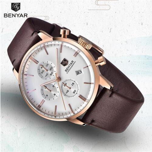 Benyar Watches Mens Top Brand Luxury Wristwatches Men Multi-functional Military Waterproof Chronograph Watch Relogio Masculino