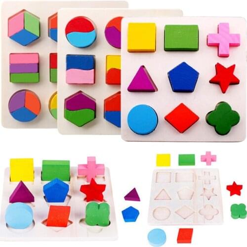 Wooden Three-dimensional Puzzle Toy Geometric Shape Cognitive Boards Baby Kid Children Early Education Montessori Building Block