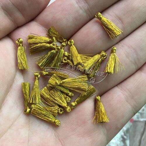 Length 1.5cm DIY jewelry accessories Mini gold and silver tassels Hand-string beaded weaving special Gold wire tassel wholesale