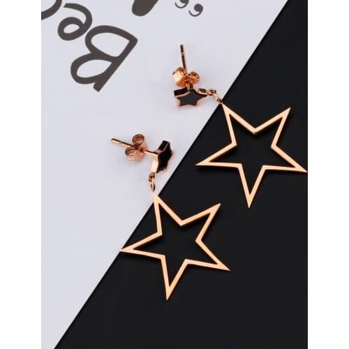 European and American Temperament Five-pointed Star Earrings Long Earrings Simple Trendy Star Earrings Personalized Ear Jewelry