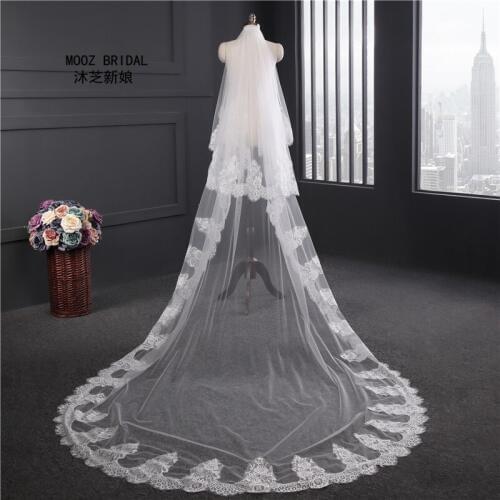 Vintage Bridal Veils 2018 3 Meters Long Hot Lace Style Veu De Noiva Soft Tulle fantastic Wedding Veil with Metal Comb