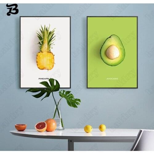 Fruits Nursery Wall Pictures Avocado Pineapple Strawberry Kiwi Nordic Canvas Painting Posters Prints for Living Room Home Decor