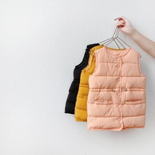 New Round Neck Childrens Regular Down Cotton Vest Single-breasted Men and Women Baby Autumn and Winter Vest Childrens Clothing