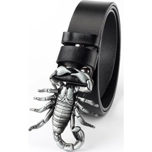 Animal scorpion buckle leather leisure belt