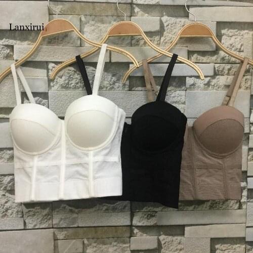 Fashion Mesh Push Up Bralet Womens Corset Bustier Bra Night Club Party long sexy Cropped Top Vest Plus Size AW514