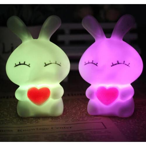 Cartoon Rabbit LED Night Light For Children Gift Color Changing Night Lamp Home Bedroom Wedding Party Decoration