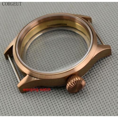 Corgeut 43mm Sapphire glass PVD NEW coffee color sterile steel case fit eta 6497 6498 ST36 movement mens watch P739