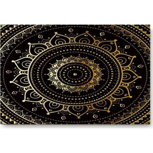 Arabic Gold Art Round Pattern Bathroom Living Room Doormat Home Decor Non-slip Floor Mat