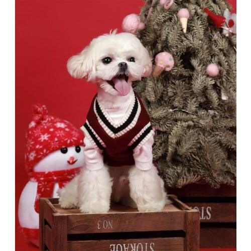 Clothes for Dogs Koren Ins Pet Products Plush Autumn and Winter Knitted Vest V-neck Vest Bichon Corgi Clothes Pets Accessories