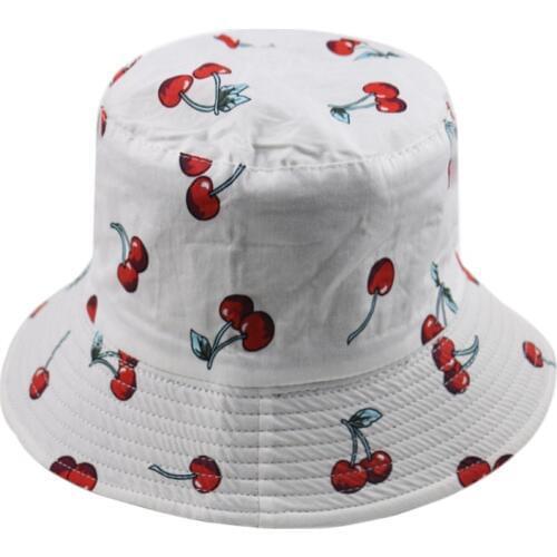 2020 Panama Fruit Cherry Print Bucket Hat For Men Women Fisherman Hat Two Side Reversible Bob Hat Summer Sun Hat