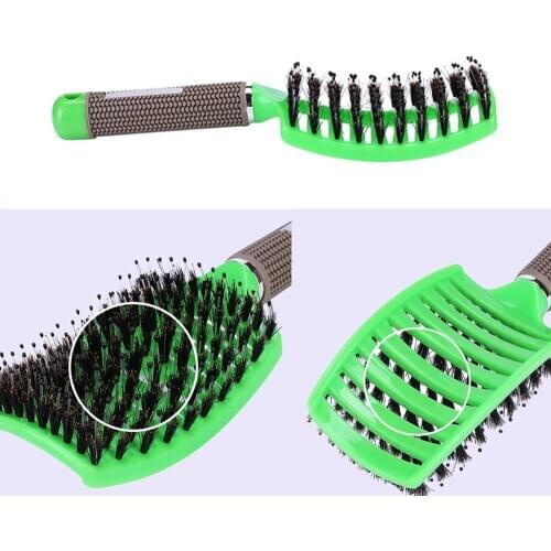 Brushy Hair Scalp Massage Comb Hairbrush Bristle Nylon Women Wet Curly Detangle Hair Brush for Salon Hairdressing Styling Tools