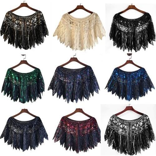Sequined Bolero Women Wedding Cape For Dress Red Apricot Blue Black Gold Bolero Cloak For Bridal Shawl Cape Shrug