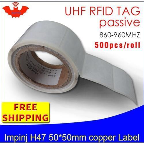 RFID tag UHF sticker Impinj H47 printable copper label 915mhz868mhz 500pcs free shipping long range adhesive passive RFID label