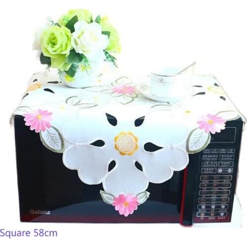 Modern white square Satin Tablecloth mantel nappe embroidered tea Table Cover cloth kitchen hotel party Christmas Wedding Decor