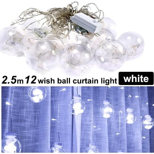 12 Ball Curtain Fairy String Lights For Home Wedding Party Garden Window Christmas Garland Outdoor New Christmas Outdoor 2.5m