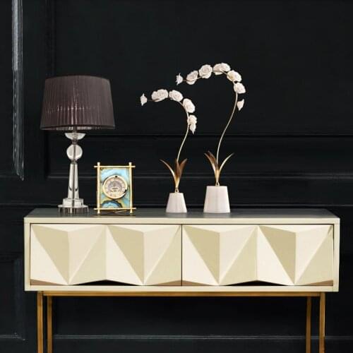 Modern Creative MetalArtificial Flower Pot Home Crafts Room Decor Objects Office marble Crafts Sculpture Accessories