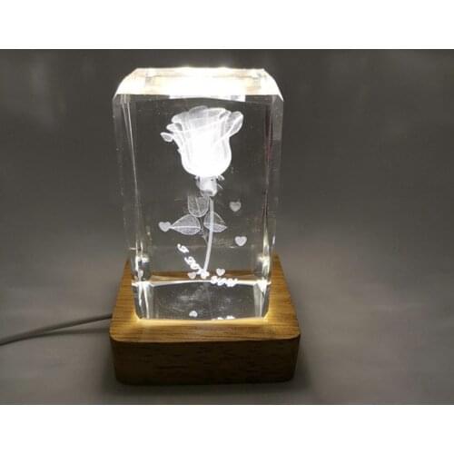 LED Night Light Wooden Square Base Holder Display Stand for Crystals Glass Ball