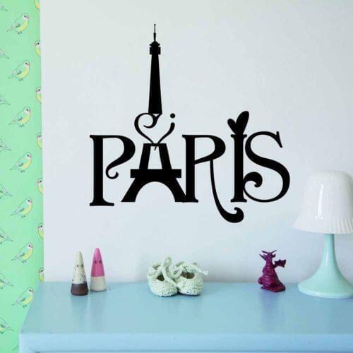 High Quality Beautiful Eiffel Tower Wall Sticker Heart Vinyl Quotes Wall Mural For Home Art Decoration Wall Decals Y-423