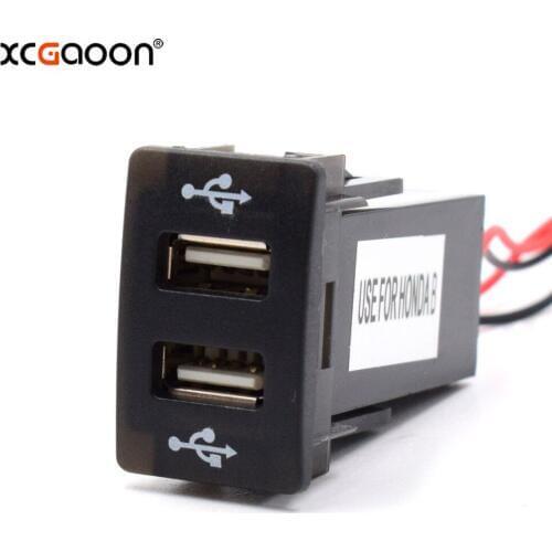 XCGaoon Special 2 USB 5V 2.1A Interface Socket Car Charger Adapter for HONDA, DC-DC Power Inverter Converter Blue LED