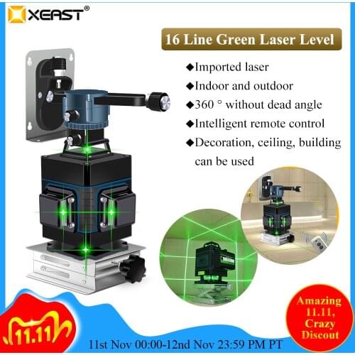 XEAST XE-16L 16 lines green line 4D Self-Leveling 360 Horizontal And Vertical Super Powerful Laser level green Beam laser level