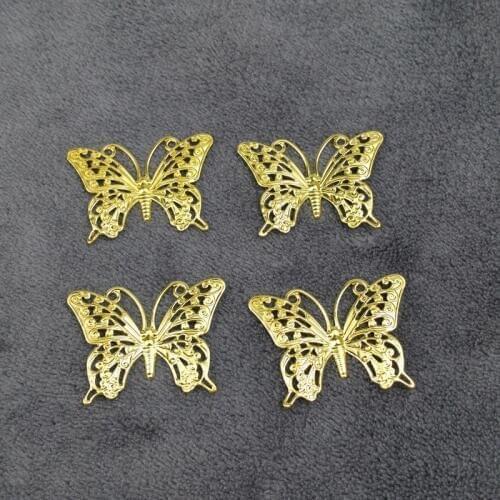 10pieces / lot 26x36mm brass color Box decoration filigree butter Slice Charms base Setting Jewelry DIY Components Findings
