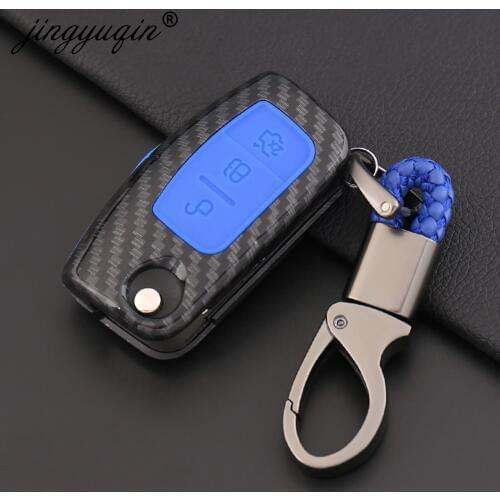 10x New Carbon Fiber + Silicone Case Auto Car Key Protection Cover Shell for Ford Focus 2 MK2 Fiesta Mk7 Ecosport High Quality
