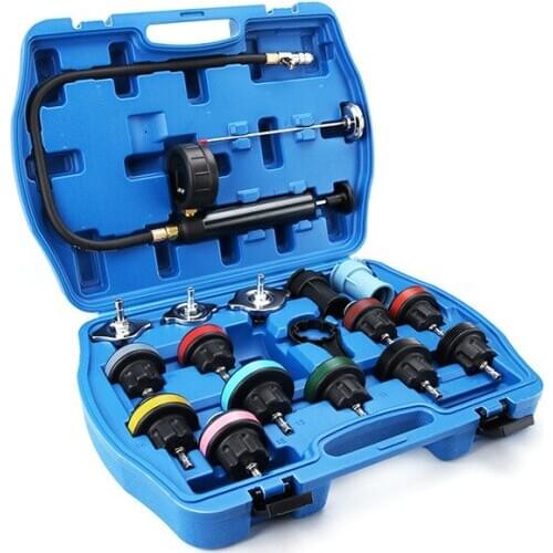 18pcs Universal Radiator Pressure Tester Tool Kit Cooling System Testing Tool Water Tank Leakage Detector Nylon Material