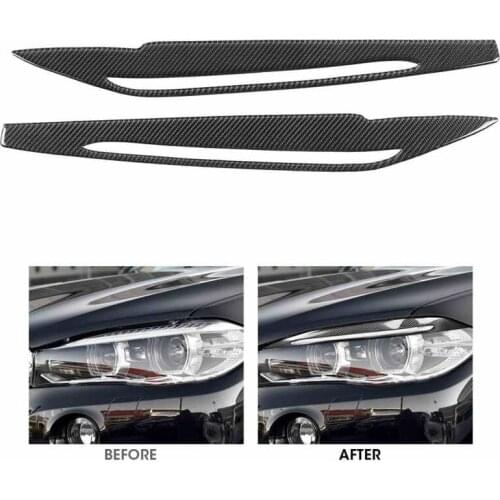 2pcs Carbon Fiber Headlight Eyebrow Eyelids Trim Decoration Fit for X5 X6 F15 F16 2014 2015 Car-styling