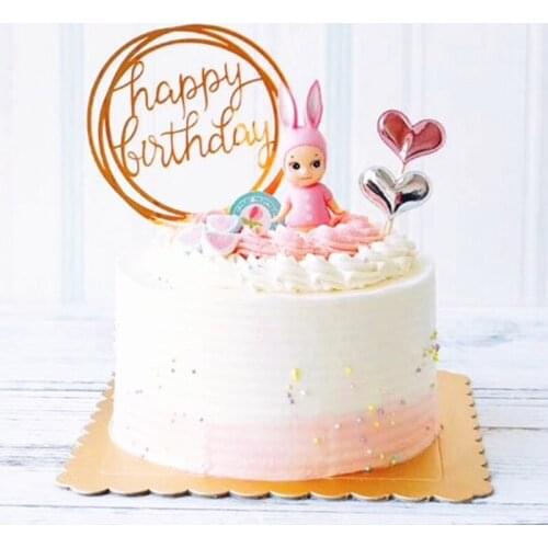 2020 INS Acrylic Happy Birthday Cake Topper Gold Pink Birthday Cupcake Topper Supplies for Kids Birthday Party Cake Decorations