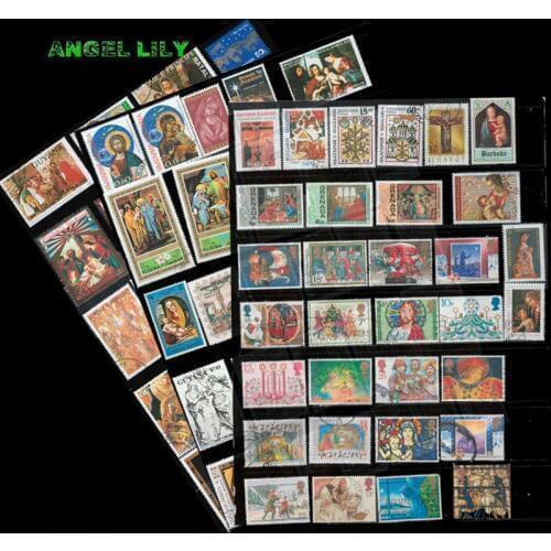 45 PCS / Lot Topic Christmas And Easter Used and Unused Postage Stamps With Post Mark For Collection