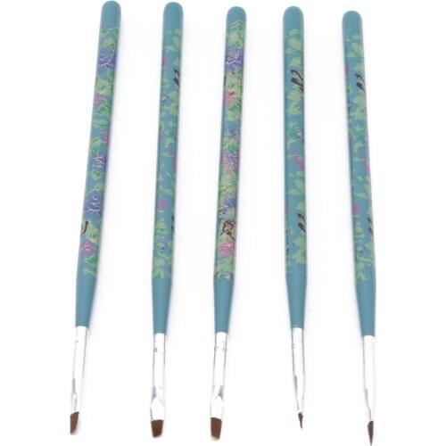 5pcs/set Nail Art Brush Pens Nail Brushes UV Gel Nail Polish Painting Drawing Brushes Set Manicure Tools Set Kit